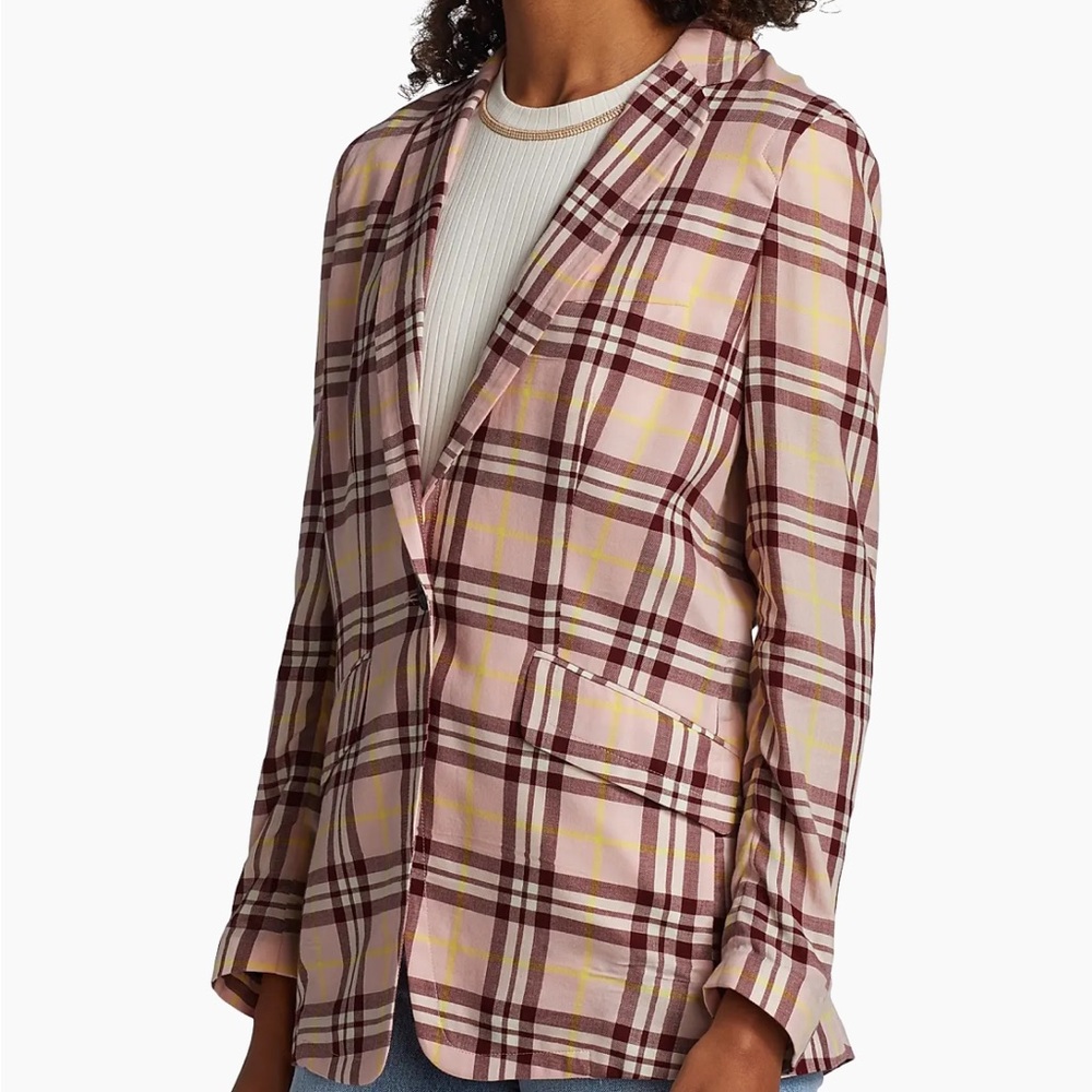 rag & bone Pink and Cream Plaid Blazer Shaket size 2